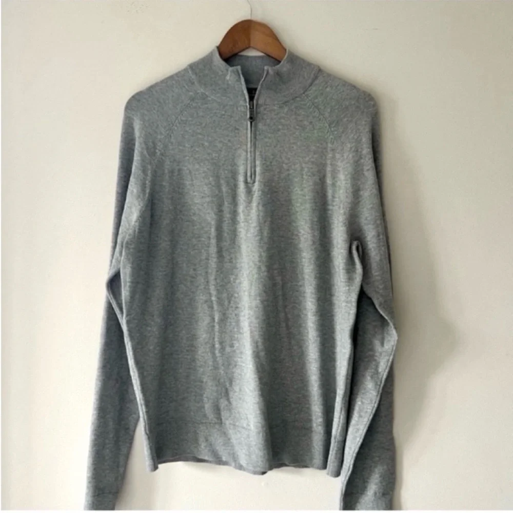 Brooks Brothers Light Gray Half Zip Sweater Prima Cotton Size Medium NWOT